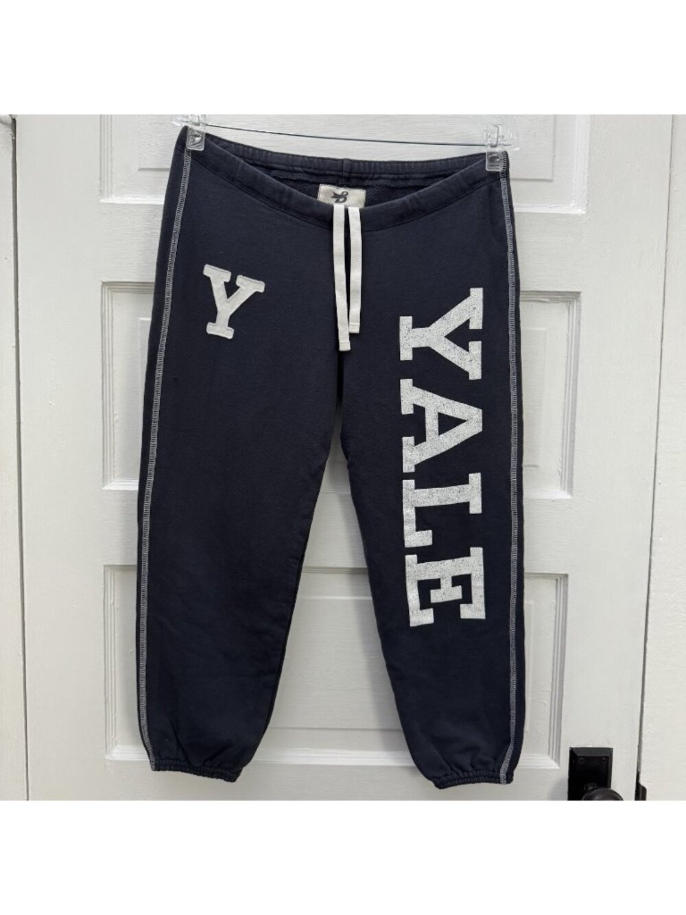 Banner Supply Co Yale Sweatpants Small Navy Graphic Joggers Cotton FLAW